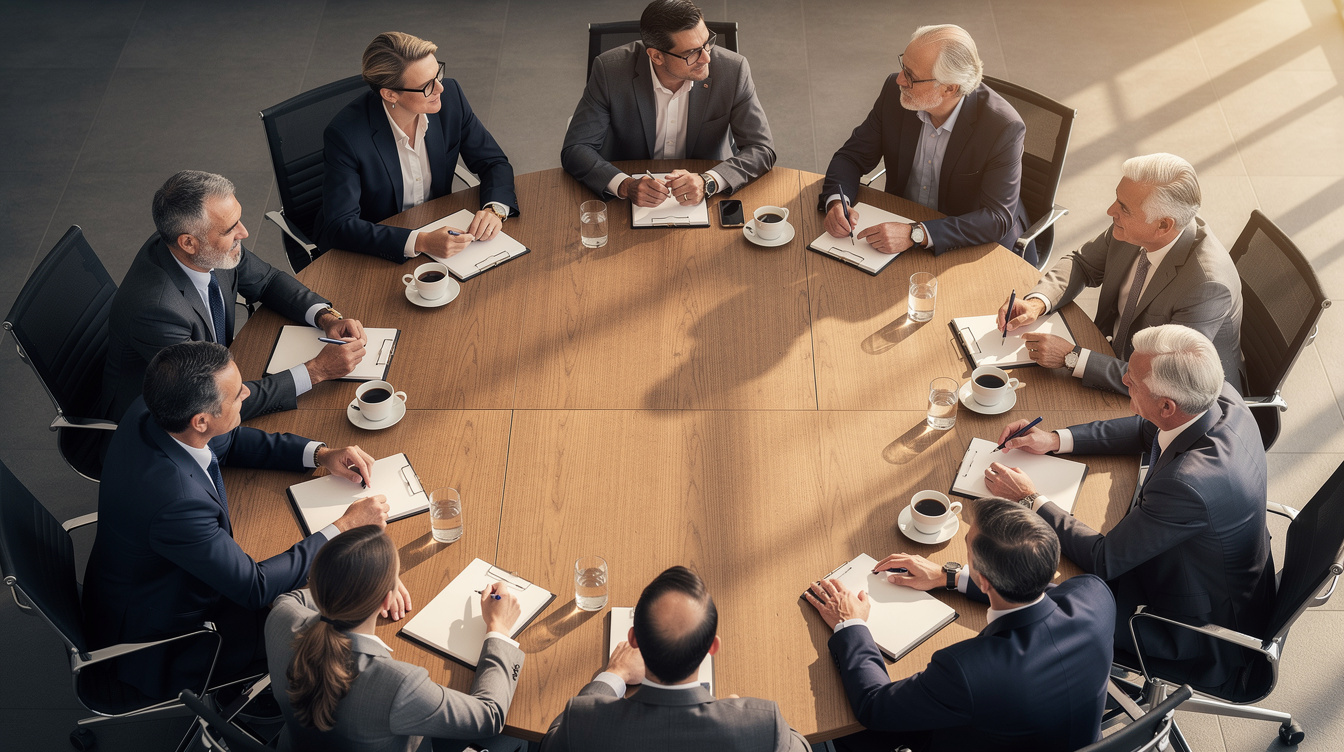 Executives seated at a roundtable discussion