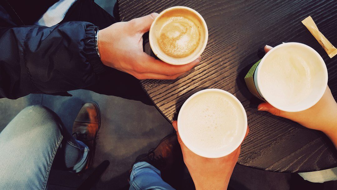 Executives networking during a coffee break